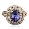 Image 1 : 14KT Yellow Gold 2.47ct Tanzanite and Diamond Ring