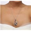 Image 2 : 14KT White Gold 1.88ctw Sapphire and Diamond Pendant With Chain