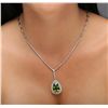 Image 1 : 18KT White Gold 12.07ct Peridot and Diamond Necklace