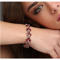 14KT Yellow Gold 34.56ctw Ruby and Diamond Bracelet