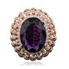 Image 3 : 14KT Rose Gold 9.45ct Amethyst and Diamond Ring