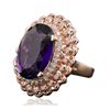 Image 4 : 14KT Rose Gold 9.45ct Amethyst and Diamond Ring