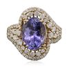 Image 1 : 14KT Yellow Gold 4.73ct Tanzanite and Diamond Ring