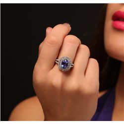 14KT White Gold 2.47ct Tanzanite and Diamond Ring