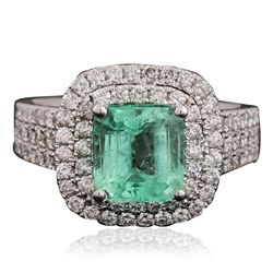 14KT White Gold 2.28ct Emerald and Diamond Ring