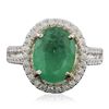 Image 3 : 14KT Two-Tone Gold 4.24ct Emerald and Diamond Ring