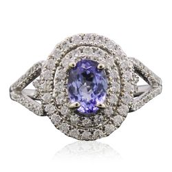 14KT White Gold 0.92ct Tanzanite and Diamond Ring