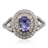 Image 1 : 14KT White Gold 0.92ct Tanzanite and Diamond Ring