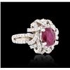 Image 2 : 14KT White Gold 3.02ct Ruby and Diamond Ring
