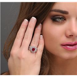 18KT White Gold 2.90ct Ruby and Diamond Ring