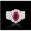 Image 3 : 18KT White Gold 2.90ct Ruby and Diamond Ring