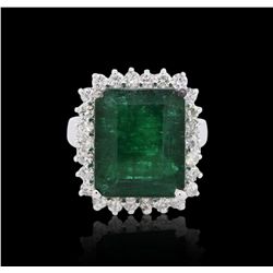 14KT White Gold 9.67ct Emerald and Diamond Ring