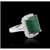 Image 2 : 14KT White Gold 9.67ct Emerald and Diamond Ring