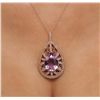 Image 2 : 14KT Rose Gold 9.99ct Amethyst and Diamond Pendant With Chain