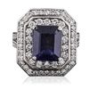 Image 1 : 14KT White Gold 4.44ct Sapphire and Diamond Ring