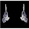 Image 3 : 18KT White Gold 1.87ctw Sapphire and Diamond Butterfly Earrings