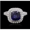 Image 3 : 14KT White Gold 3.15ct Sapphire and Diamond Ring