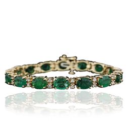 14KT Yellow Gold 11.84ctw Emerald and Diamond Bracelet