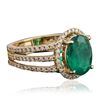 Image 2 : 14KT Yellow Gold 2.35ct Emerald and Diamond Ring