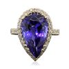 Image 3 : 14KT Yellow Gold GIA Certified 8.69ct Tanzanite and Diamond Ring