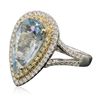 Image 2 : 14KT Two-Tone Gold 3.04ct Aquamarine and Diamond Ring