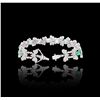 Image 8 : 18KT White Gold 3.20ctw Emerald and Diamond Bracelet