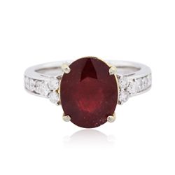 14KT Two-Tone Gold 4.78ct Ruby and Diamond Ring