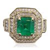 Image 1 : 14KT Yellow Gold 4.11ct Emerald and Diamond Ring