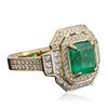 Image 2 : 14KT Yellow Gold 4.11ct Emerald and Diamond Ring