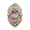 Image 3 : 14KT Yellow Gold 7.65ct Kunzite and Diamond Ring