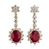 Image 3 : 14KT Yellow Gold 10.00ctw Ruby and Diamond Earrings