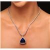 Image 2 : 14KT White Gold 46.34ct GIA Certified Tanzanite and Diamond Pendant With Chain