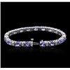Image 7 : 14KT White Gold 15.39ctw Tanzanite and Diamond Bracelet