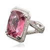 Image 2 : 14KT White Gold 13.39ct Tourmaline and Diamond Ring