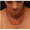 Image 1 : 14KT Rose Gold 77.50ctw Coral and Diamond Necklace