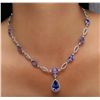 Image 1 : 14KT White Gold 27.20ctw Tanzanite and Diamond Necklace