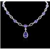 Image 3 : 14KT White Gold 27.20ctw Tanzanite and Diamond Necklace