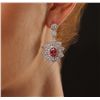 Image 1 : 14KT White Gold 4.32ctw Ruby and Diamond Earrings