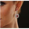 Image 2 : 14KT White Gold 4.32ctw Ruby and Diamond Earrings