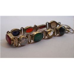 17.840g Bracelet of 9 Different Stones Made in 925 Silver