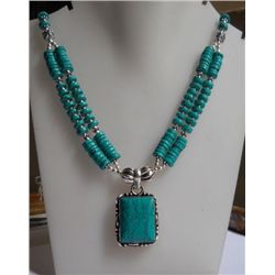 54.550g  Necklace of Tourquise Made in German Silver