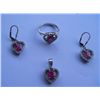 Image 2 : Set of Ring,Earring And Pendant, Stone: Ruby, Weight : 10.790g, Made In 925 Silver