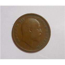 Early Indian One Quarter Anna at the time of Rule of Edward VII King Emperor of Year 1907