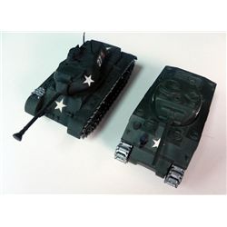 2 VINTAGE WWII DIECAST TANKS BY SOLIDO-SHERMAN & M47