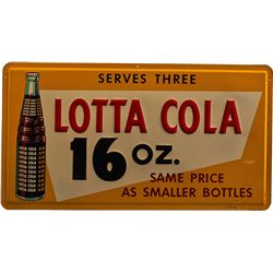 Lotta Cola Embossed Metal Advertisement Sign.