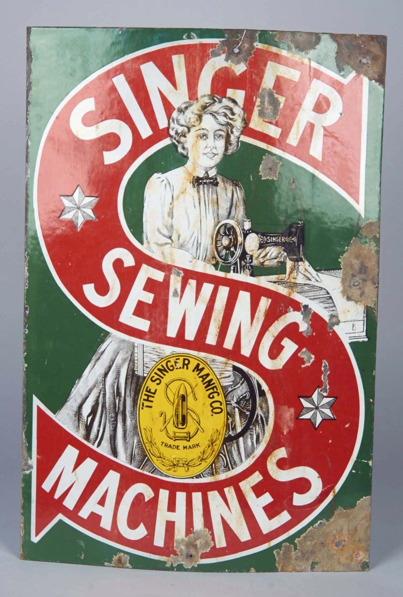 Singer Sewing Sign Double-Sided Singer Sewing Machine Sign