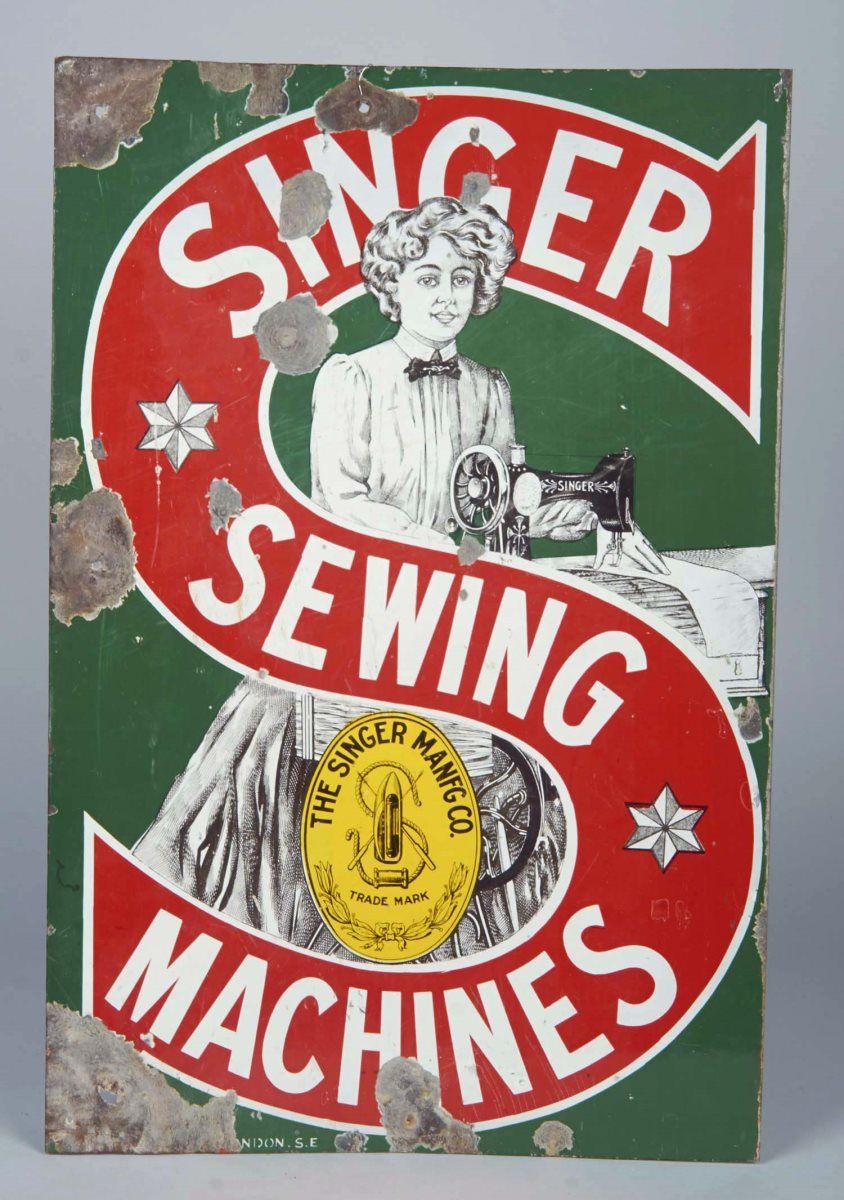 Singer Sewing Machine Sign Double-Sided Singer Sewing Machine Sign