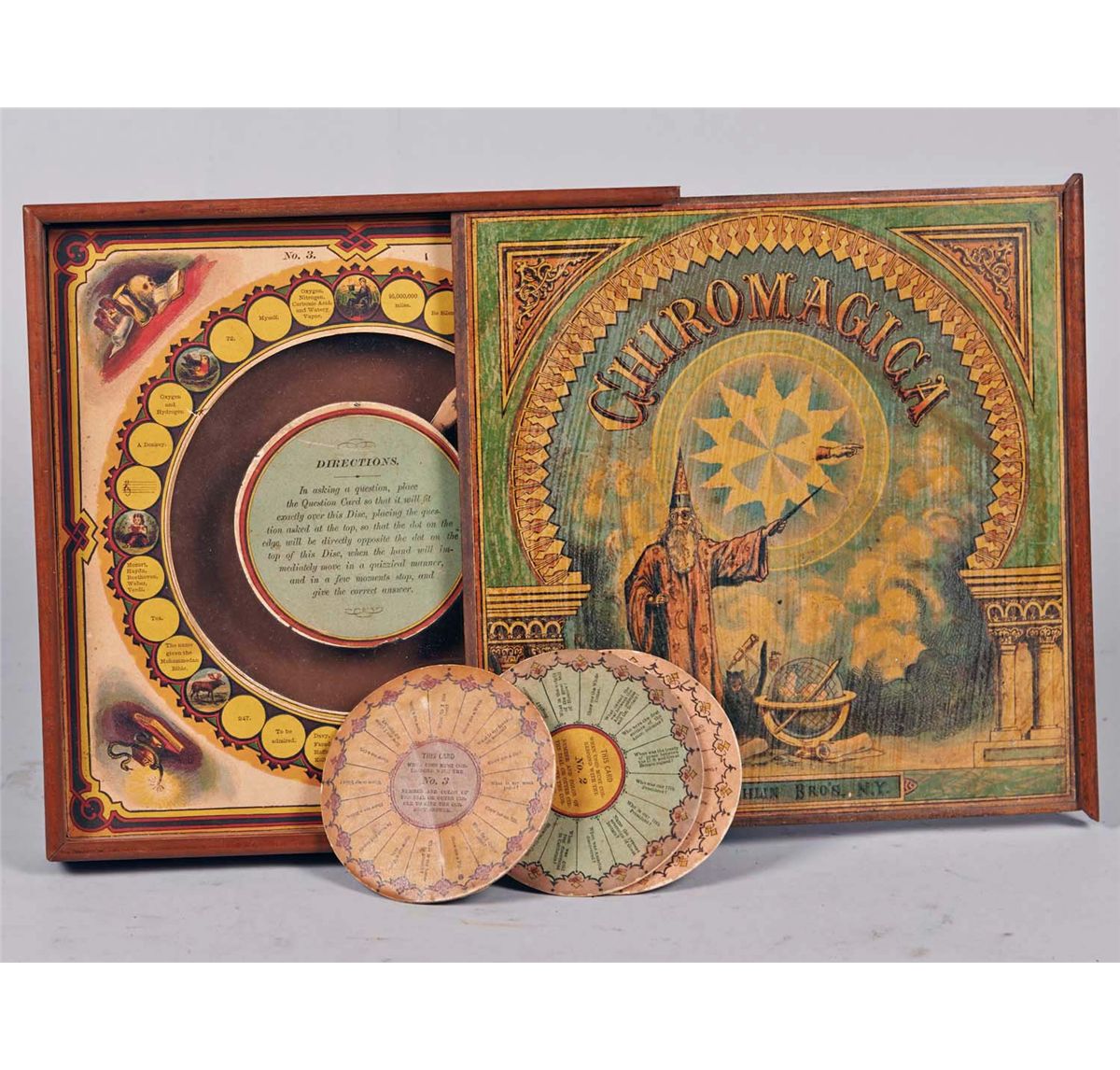 Antique Chiromagica Wooden Box Board Game