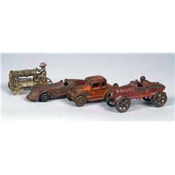 Lot Of 4 Cast Iron Cars & Tractor.