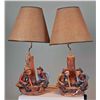 Image 1 : Pair Of Lamps Depicting Cowboy Scenes